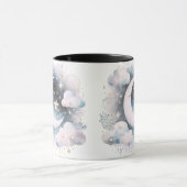 Blauw en Witte Halve Maan Hemelse Boho Moderne Mok (Midden)