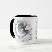 Blauw en Witte Halve Maan Hemelse Boho Moderne Mok (Voorkant links)