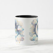 Blauw en Witte Halve Maan Hemelse Boho Moderne Mok (Midden)