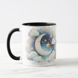 Blauw en Witte Halve Maan Hemelse Boho Moderne Mok