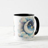 Blauw en Witte Halve Maan Hemelse Boho Moderne Mok (Voorkant rechts)