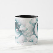 Blauw en Witte Halve Maan Hemelse Boho Moderne Mok (Midden)