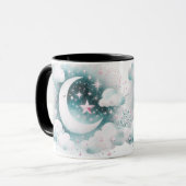Blauw en Witte Halve Maan Hemelse Boho Moderne Mok (Voorkant links)