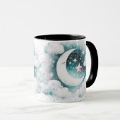 Blauw en Witte Halve Maan Hemelse Boho Moderne Mok (Voorkant rechts)