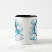 Blauw en Witte Halve Maan Hemelse Boho Moderne Mok (Midden)