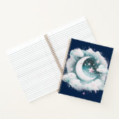 Blauw en Witte Halve Maan Hemelse Boho Moderne Notitieboek (Binnen)