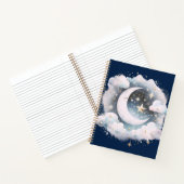 Blauw en Witte Halve Maan Hemelse Boho Moderne Notitieboek (Binnen)