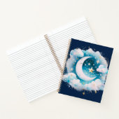 Blauw en Witte Halve Maan Hemelse Boho Moderne Notitieboek (Binnen)