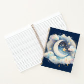 Blauw en Witte Halve Maan Hemelse Boho Moderne Notitieboek (Binnen)
