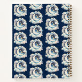 Blauw en Witte Halve Maan Hemelse Boho Moderne Notitieboek (Achterkant)