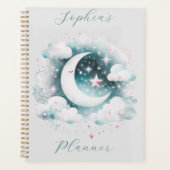 Blauw en Witte Halve Maan Hemelse Boho Moderne Planner (Voorkant)