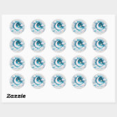 Blauw en Witte Halve Maan Hemelse Boho Moderne Ronde Sticker (Vel)