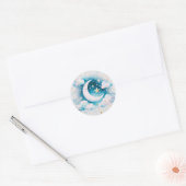 Blauw en Witte Halve Maan Hemelse Boho Moderne Ronde Sticker (Envelop)