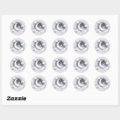 Blauw en Witte Halve Maan Hemelse Boho Moderne Ronde Sticker (Vel)