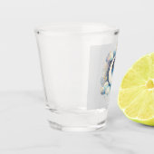 Blauw en Witte Halve Maan Hemelse Boho Moderne Shot Glas (Links)