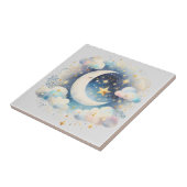 Blauw en Witte Halve Maan Hemelse Boho Moderne Tegeltje (Zijkant)