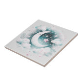 Blauw en Witte Halve Maan Hemelse Boho Moderne Tegeltje (Zijkant)