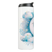 Blauw en Witte Halve Maan Hemelse Boho Moderne Thermosbeker (Gedraaid links)