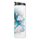 Blauw en Witte Halve Maan Hemelse Boho Moderne Thermosbeker (Geroteerd rechts)