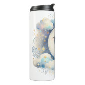 Blauw en Witte Halve Maan Hemelse Boho Moderne Thermosbeker (Gedraaid links)
