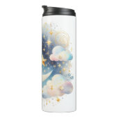 Blauw en Witte Halve Maan Hemelse Boho Moderne Thermosbeker (Geroteerd rechts)
