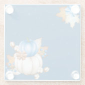BLAUW- EN WITTE HERFST-PUMPKINS EN AUTUMN-VERLATEN GLAZEN ONDERZETTER (Achterkant)