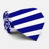 Blauw en witte horizontale streep stropdas (Opgerold)