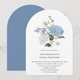 Blauw en Witte Hortensia Witte Roos Trouwdag Kaart