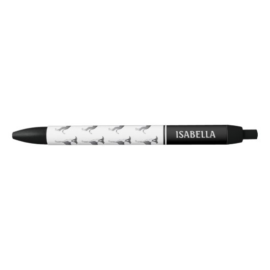 Blauw En Witte Italiaanse Greyhound Honden Met Naa Zwarte Inkt Pen (Voorkant)