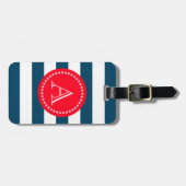 Blauw- en witte-jachtpatroon bagagelabel (Voorkant horizontaal)