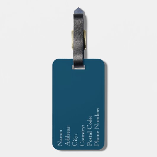 Blauw- en witte-jachtpatroon bagagelabel (Achterkant verticaal)