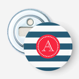 Blauw- en witte-jachtpatroon button flesopener