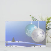 Blauw en witte kerst briefpapier (Staand voorkant)