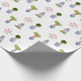 Blauw en witte kerst cadeaupapier