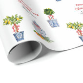 Blauw en witte kerst cadeaupapier (Rol Hoek)