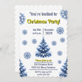 Blauw en witte kerst kaart (Voorkant / Achterkant)