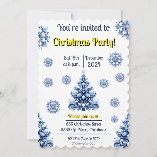 Blauw en witte kerst kaart (Voorkant)