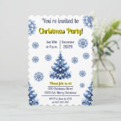 Blauw en witte kerst kaart (Staand voorkant)