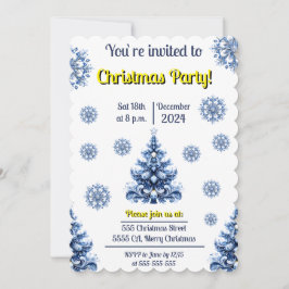 Blauw en witte kerst kaart