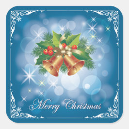  Blauw en Witte Kerst van de Zeeslag Vierkante Sticker