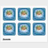  Blauw en Witte Kerst van de Zeeslag Vierkante Sticker (Vel)