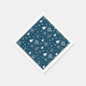 Blauw en witte kerstbomen, sneeuwvlokken vakantie servet (Hoek)