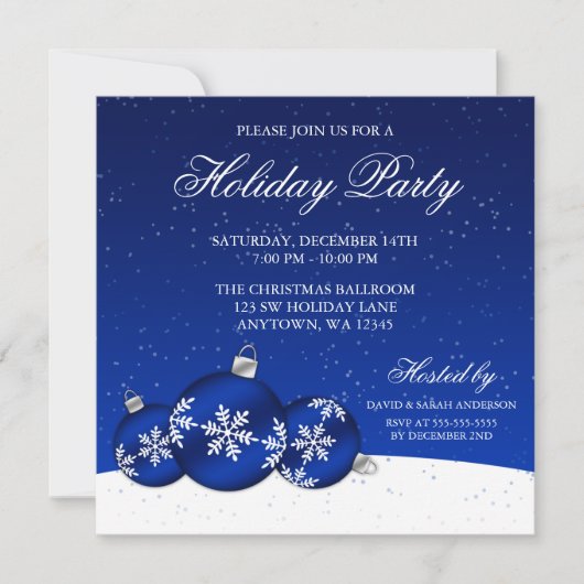 Blauw en witte kerstversiering Kerstfeest Kaart (Voorkant)