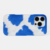 blauw en witte koeienhuid textuur iPhone hoesje (Achterkant horizontaal)