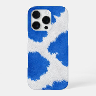 blauw en witte koeienhuid textuur iPhone 16 pro hoesje