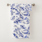 Blauw en witte koi bad handdoek (Insitu)