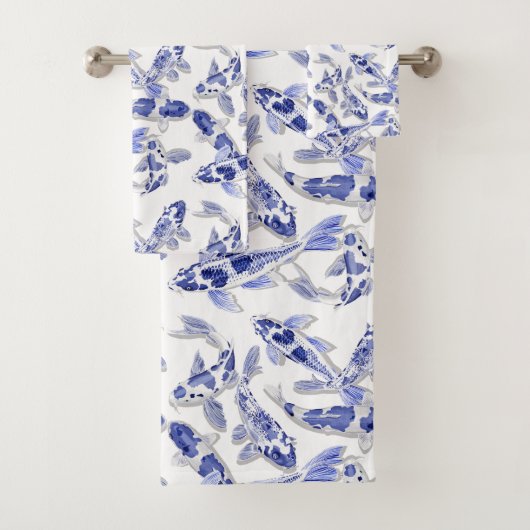 Blauw en witte koi bad handdoek (Insitu)