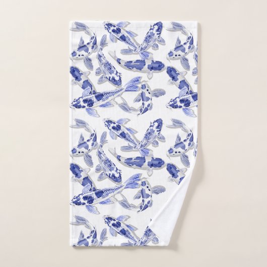 Blauw en witte koi bad handdoek (Handdoek)