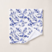 Blauw en witte koi bad handdoek (Wasdoekje)
