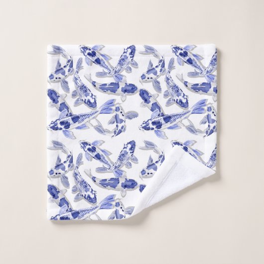 Blauw en witte koi bad handdoek (Wasdoekje)